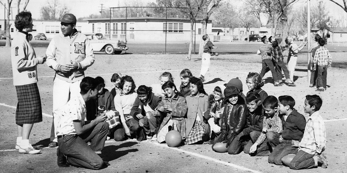 Kids outside at school